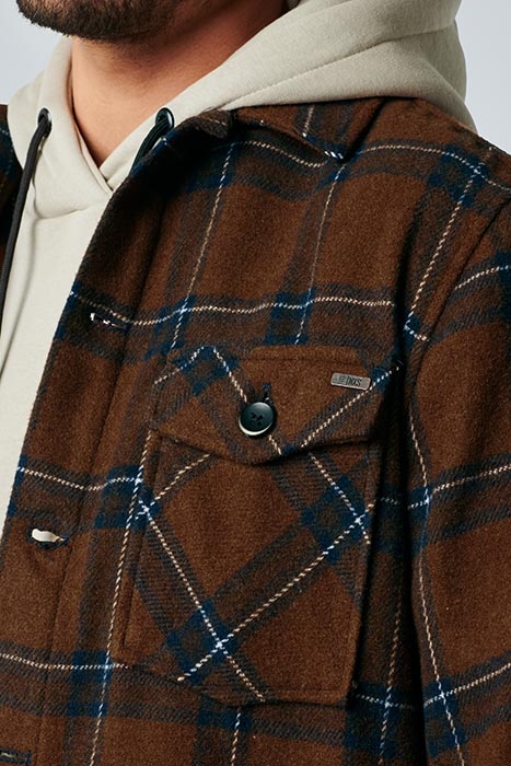 OVERSHIRT BUTTON CLOSURE CHECK WITH WOOL CAMEL 5