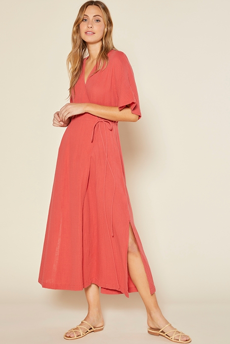 MERAKI WRAP DRESS CORAL 3