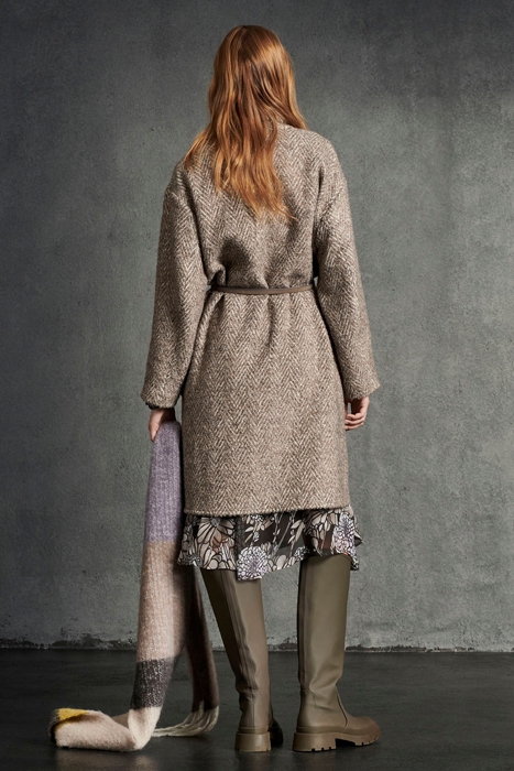COAT WITH HERRINGBONE DESIGN WARM GREY / GREIGE 2