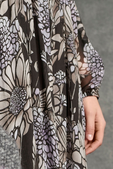 DRESS WITH FLORAL PRINT WARM GREY / LIGHT LILAC 4