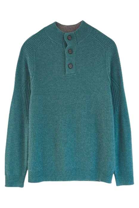 CHILTON LAMBSWOOL BUTTON NECK BRIGHT TEAL 1