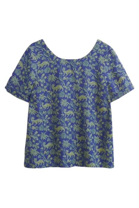 EDIE LINEN TOP BLUE PRINT 1