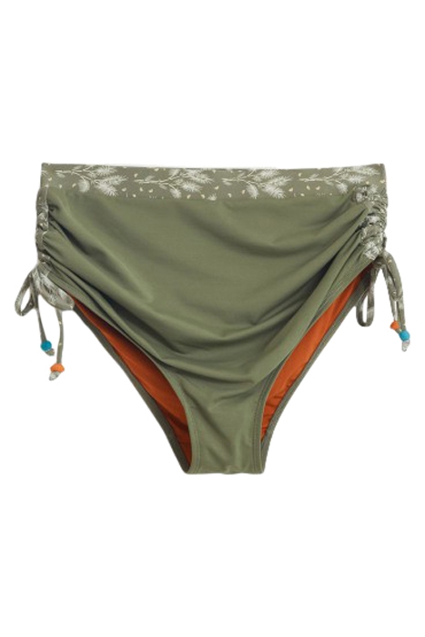 PATCHWORK PANEL HIGH WAIST BTM GREEN MLT 1