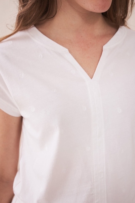 NELLY NOTCH EMBROIDERED TEE NAT WHITE 2