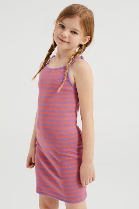 MEISJES GESTREEPTE JURK MET VOLANTS PINK 2