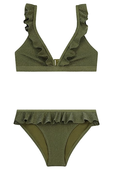 GIRLS BELLA BIKINI SET SICILY GLITTER PALMTREE GREEN 1