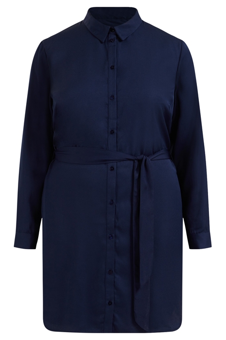 LADIES SHIRT DRESS WITH PATTERN AND TIE BELT - CURVE DARK 1