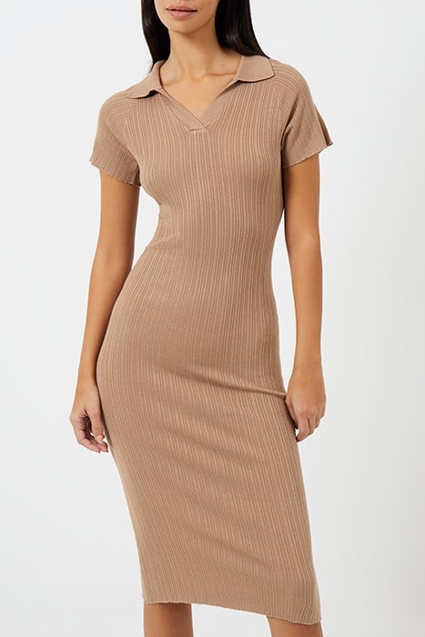 COLLAR RIB DRESS MID CAMEL 2