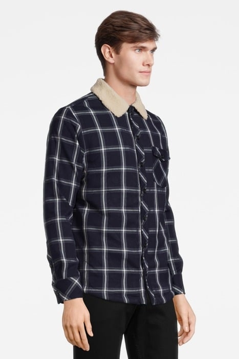 SHERPA LINED SHIRT JACKET NAVY/WHT 4