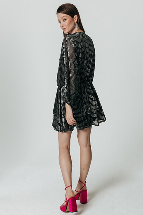 MENCIA ZEBRA METALLIC V-NECK DRESS METALLIC SILVER 2