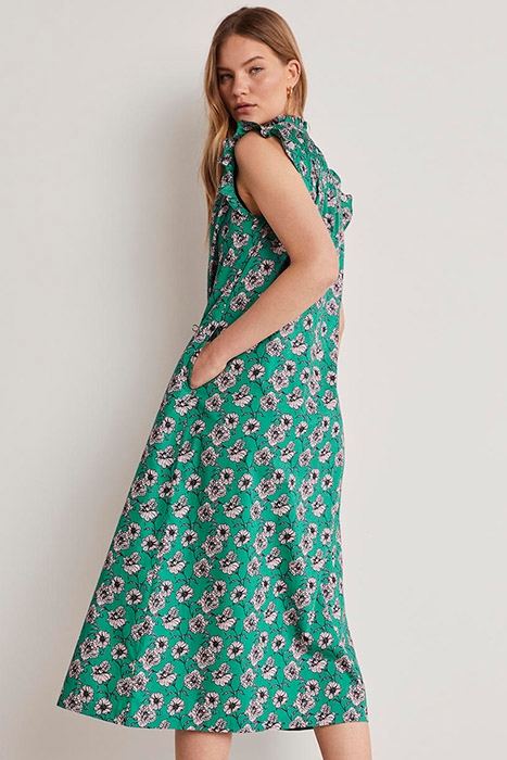 JANE SMOCKED MIDI SHIRT DRESS BLU 3