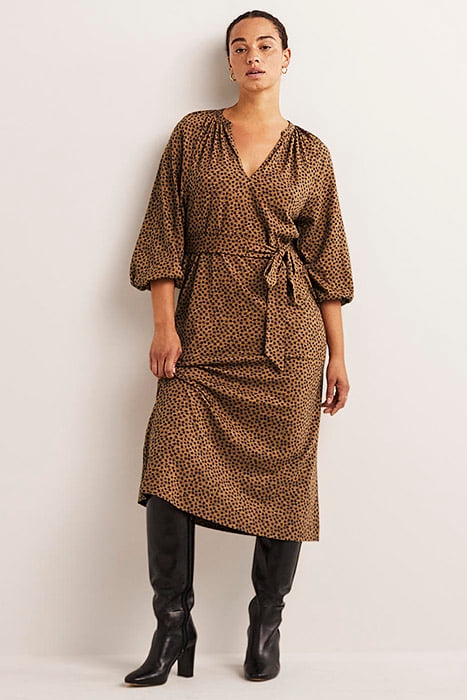 NOTCH NECK JERSEY MIDI DRESS BRN 1