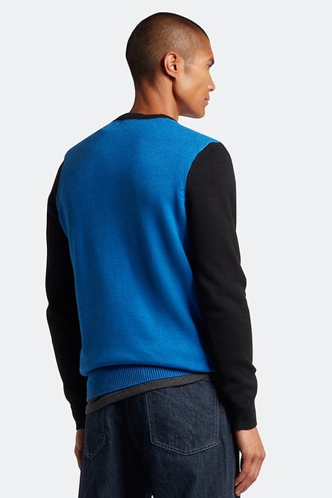 BLOCK MARL CREW NECK BRIGHT BLUE MARL/JET BLACK 2