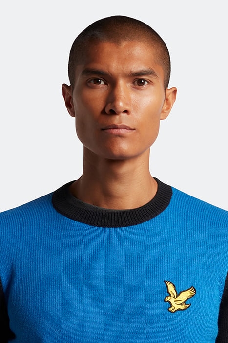 BLOCK MARL CREW NECK BRIGHT BLUE MARL/JET BLACK 4