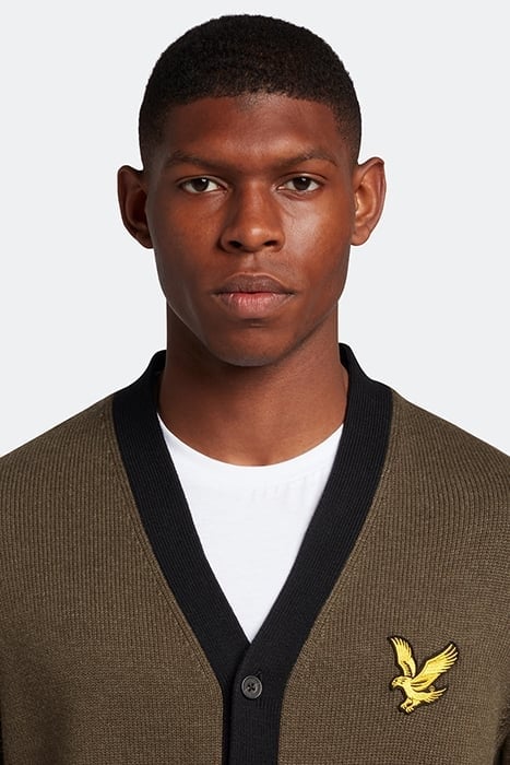 BLOCK MARL CARDIGAN OLIVE MARL/JET BLACK 4