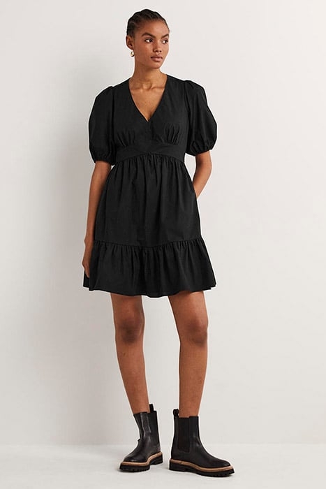 PUFF SLEEVE TIERED DRESS BLK 2