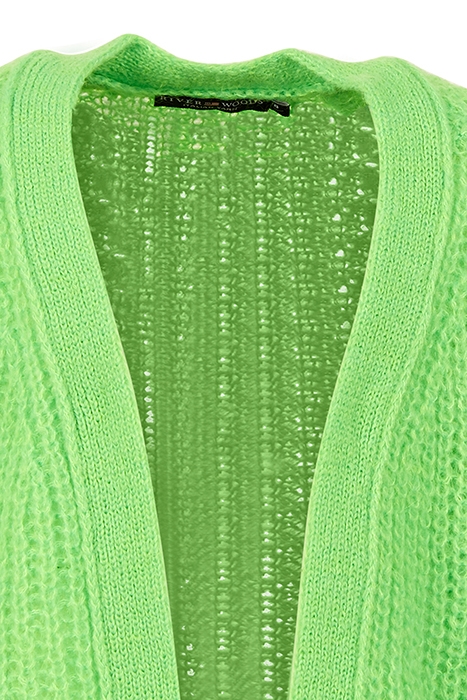 LOOSE V-NECK AJOUR CARDI LS GREEN 3