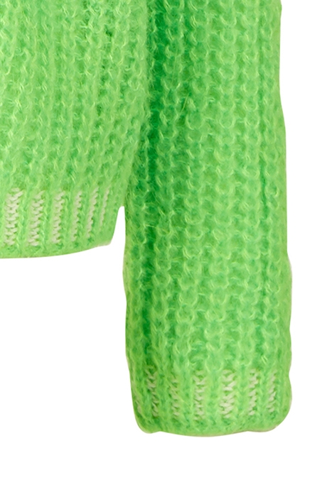 LOOSE V-NECK AJOUR CARDI LS GREEN 2