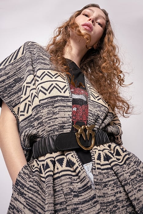 CALAHORRA PONCHO RECYCLED STUO NAVY BLUE/ECRU 5