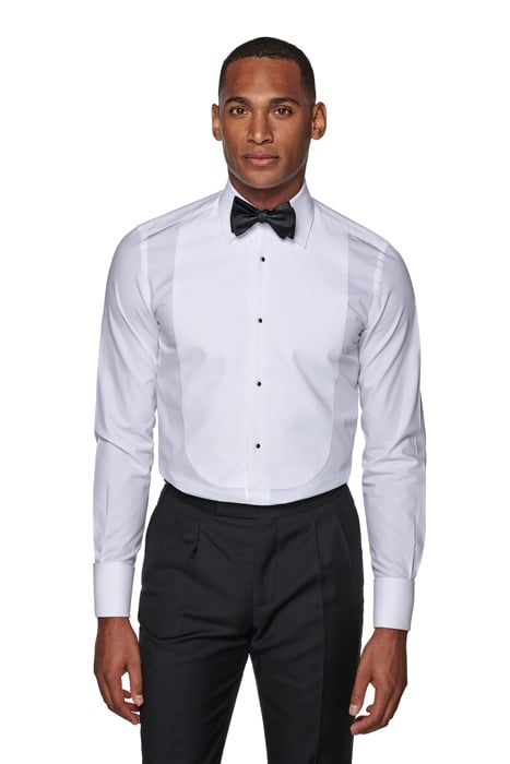 White Piqué Slim Fit Tuxedo Shirt 1