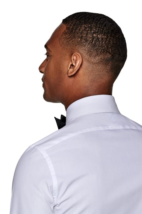 White Piqué Slim Fit Tuxedo Shirt 7