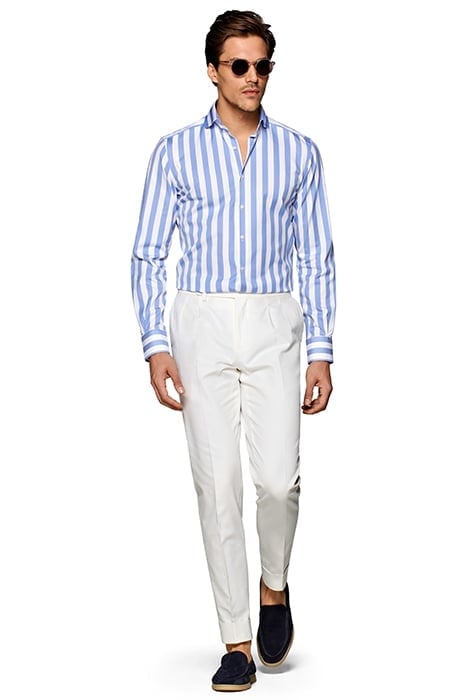 Mid Blue Striped Slim Fit Shirt 5