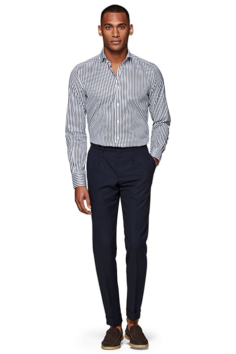 Navy Striped Slim Fit Shirt 4