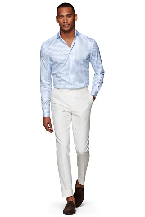 Light Blue Striped Twill Slim Fit Shirt 3