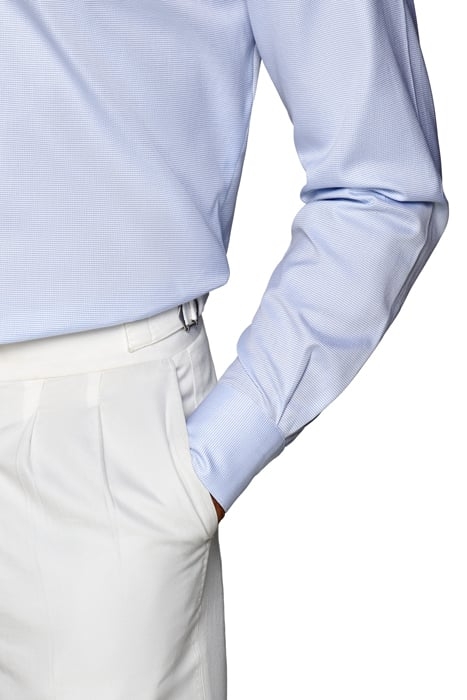 Light Blue Checked Slim Fit Shirt 7