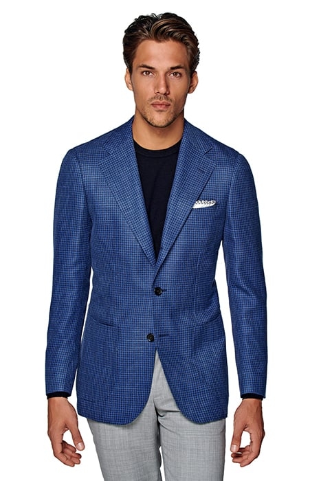 Mid Blue Houndstooth Havana Blazer 1