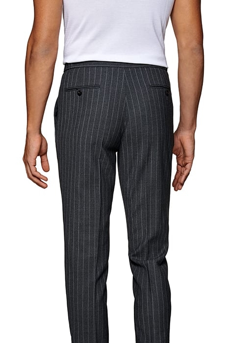 Mid Grey Striped Drawstring Ames Trousers 5