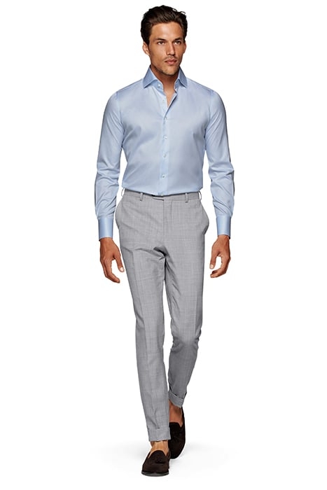 LIGHT BLUE STRIPED TWILL SLIM FIT SHIRT 3