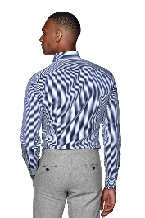 Navy Striped Twill Extra Slim Fit Shirt 2