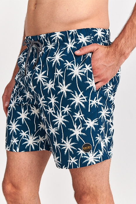 MEN SWIM SHORT VACATION PALMTREES MICRO PEACH BLUE POND 5