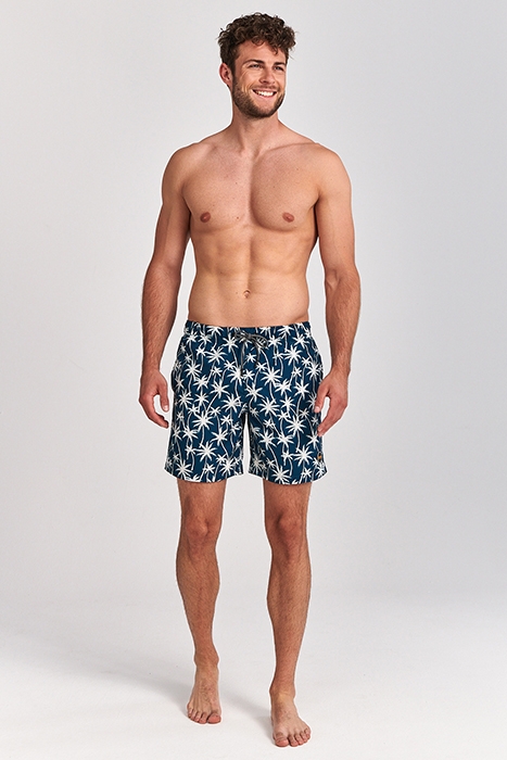 MEN SWIM SHORT VACATION PALMTREES MICRO PEACH BLUE POND 4