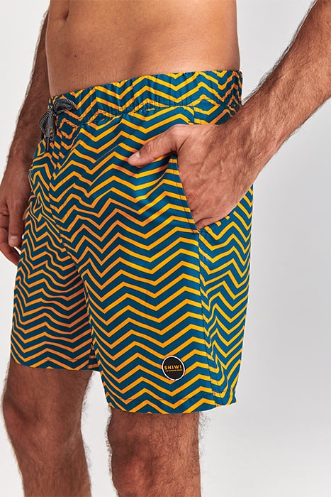 MEN SWIMSHORT ZIGZAG HORIZONTAL MICRO PEACH DEEP LAGOON BLUE 5