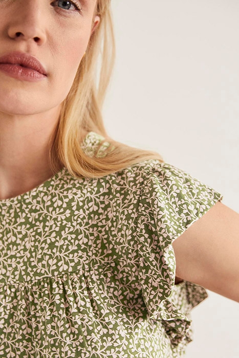 RUFFLE PRINTED MINI DRESS GRN 4