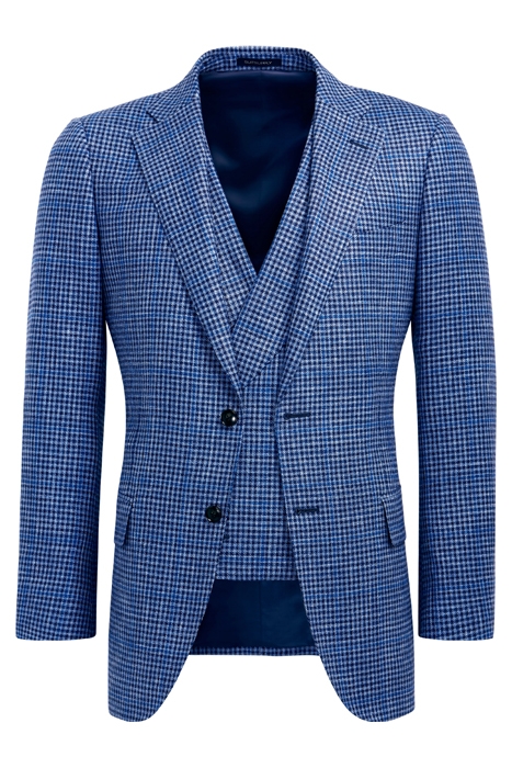 MID BLUE CHECKED THREE-PIECE LAZIO SUIT 2