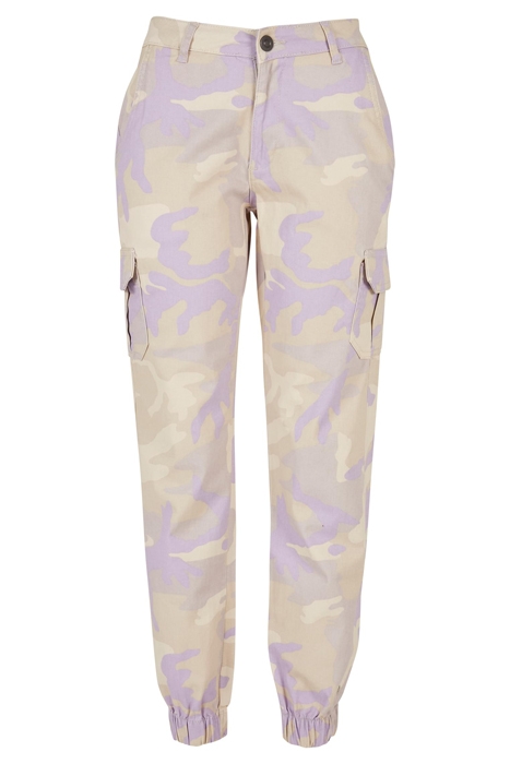 LADIES HIGH WAIST CAMO CARGO PANTS LILACCAMO 1