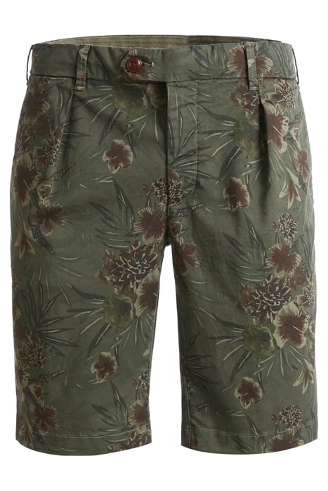 VINTAGE HIBISCUS PRINT SHORT GREEN 1