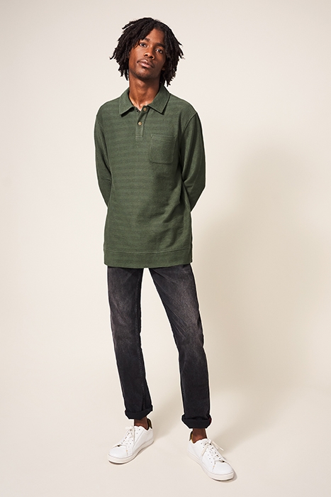 ILLSTON HERRINGBONE SWEAT DARK GREEN 2