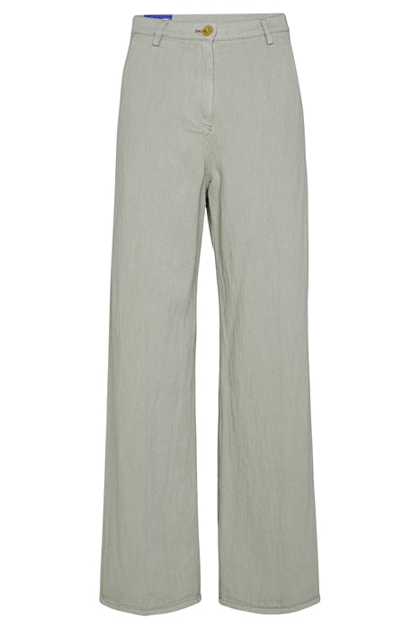 COTTON AND HEMP OVERDYED DENIM WIDE LEG PANTS AGAVE 1