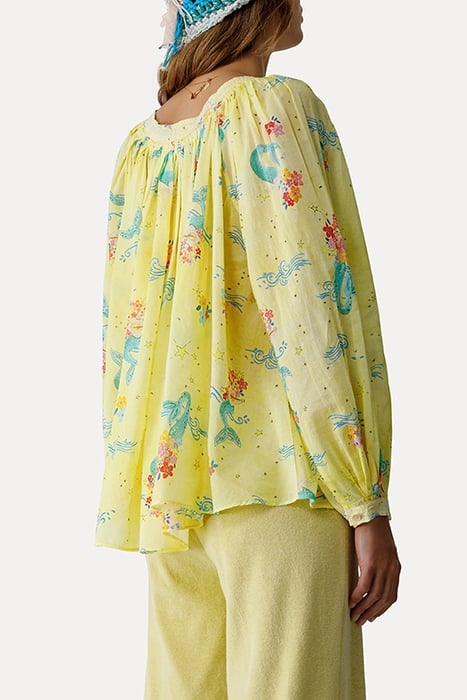 "THE MERMAIDS SONG" PRINT VOILE BOHEMIAN SHIRT ARIA 3