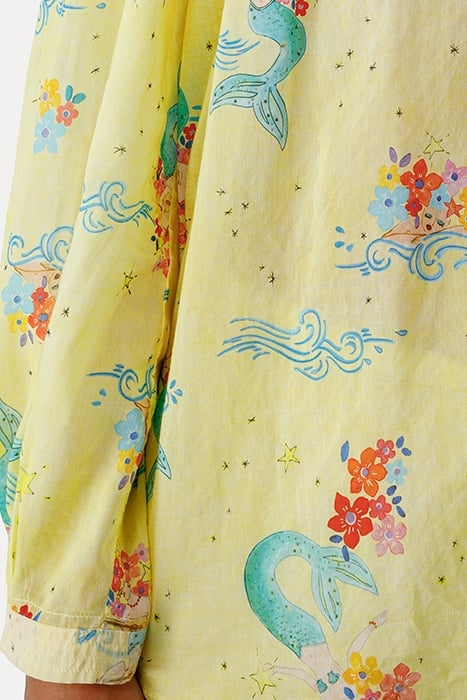 "THE MERMAIDS SONG" PRINT VOILE BOHEMIAN SHIRT ARIA 5