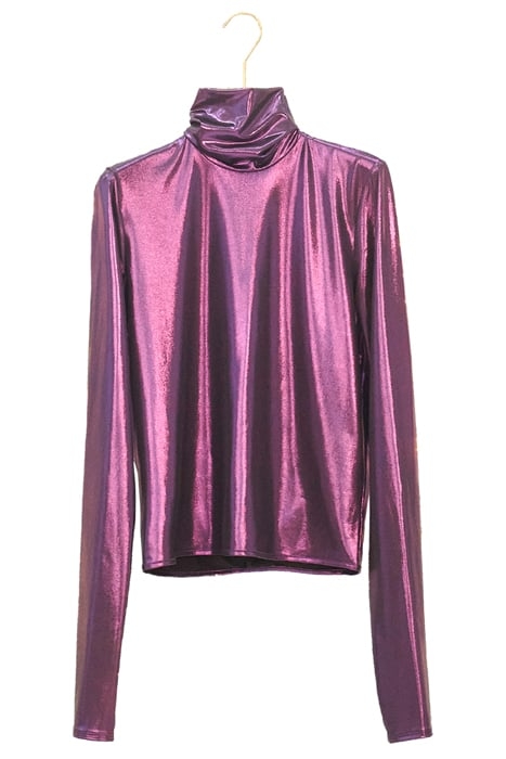 CHIC LAMINATED JERSEY TURTLENECK VIOLA 1