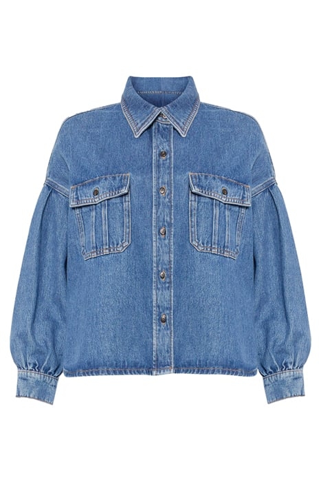 PENELOPE DENIM PUFF SLV SHIRT MID VINTAGE 4