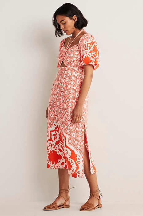 HALTERNECK CUTOUT COLUMN DRESS RED 3