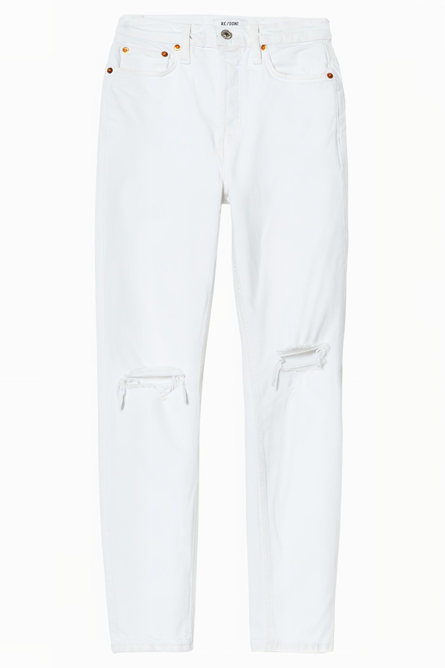 90S HIGH RISE ANKLE CROP WHITE DESTROYED 1