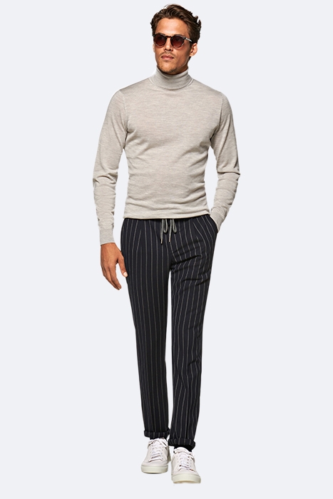 NAVY STRIPED DRAWSTRING AMES TROUSERS 4
