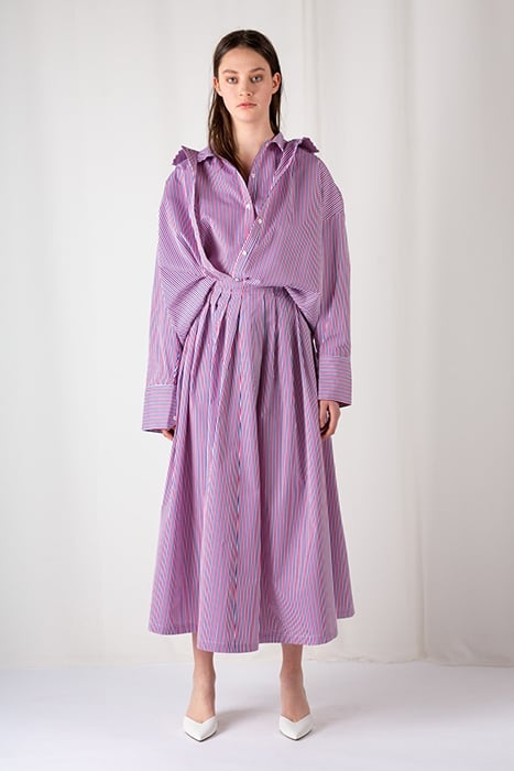 DOUBLE STRIPE SKIRT CORAL WHITE 1